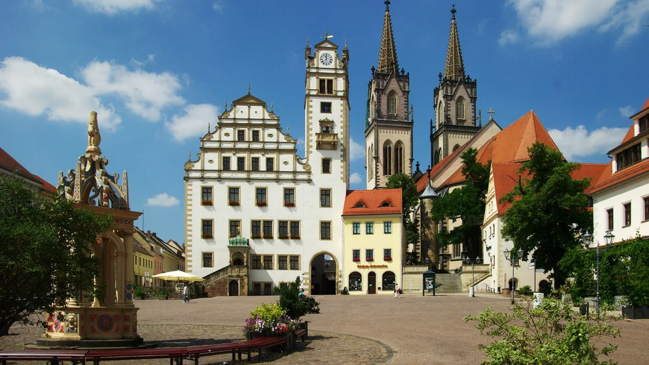Neumarkt und Stadtzentrum von Oschatz