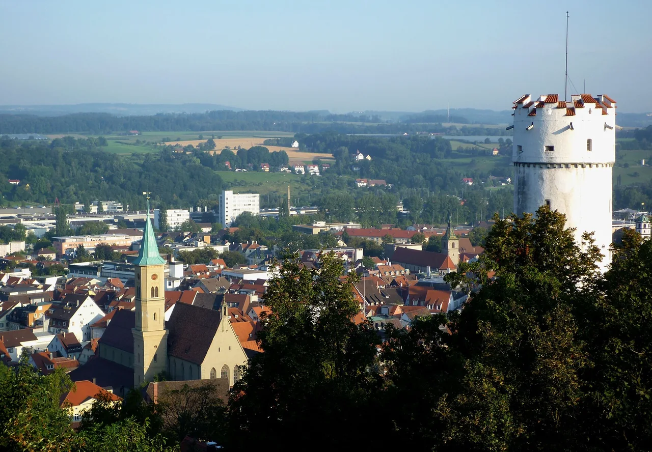 Blick von der Veitsburg über Ravensburg mit Mehlsack und Altstadt